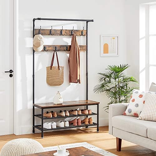 VASAGLE Coat Rack and Storage Bench, Hall Tree - Image 3