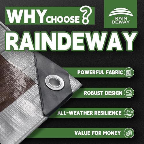 RAINDEWAY 5x6 Feet Tarps Heavy Duty Waterproof, 10Mil Small Tarp Cover - Image 2