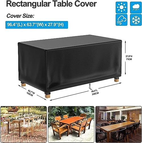 Patio Table Cover 100% Waterproof, 96.4x63.7x27.9 inch Outdoor Table Cover - Image 2