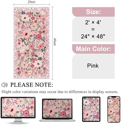 DUKINO 2x4 Entryway Rug, Floral Washable Kitchen Rugs Non Slip - Image 2