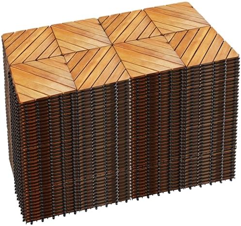 PrimeZone 297 PCS Solid Acacia Wood Interlocking Patio Deck Tiles Outdoor by PrimeZone