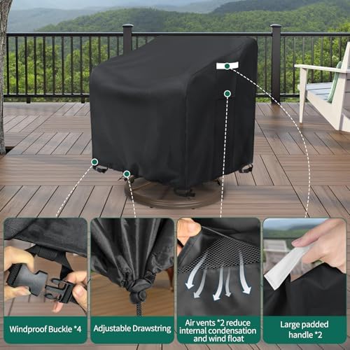 AKEfit Outdoor Swivel Lounge Chair Cover 2 Pack, Heavy Duty Waterproof Patio - Image 6