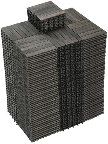 PrimeZone 297 PCS Solid Acacia Wood Interlocking Patio Deck Tiles Outdoor by PrimeZone