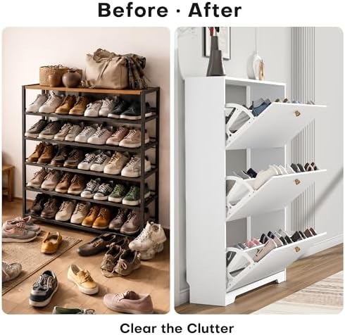 Nicetree Shoe Cabinet with 3 Flip Drawers, Modern Entryway Organizer - Image 5