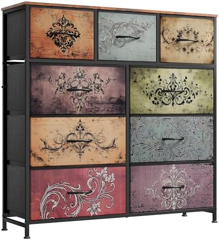 WLIVE Tall Dresser for Bedroom, 9 Drawer Chest of Drawers by WLIVE