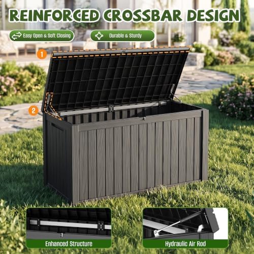 320 Gallon Outdoor Storage Box, Deck Box Waterproof, Toy Storage Bin - Image 4