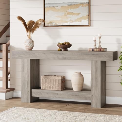 GarveeHome 63" Farmhouse 2-Tier Console Table by GarveeHome