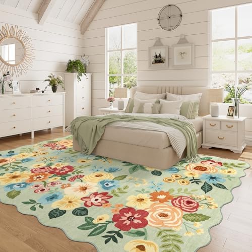 DUKINO 6x9 Area Rugs, Floral Washable Rug - Image 3
