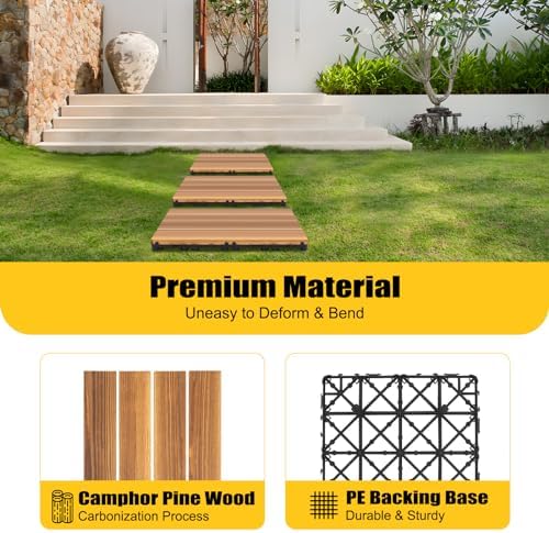 36 Pcs Wood Interlocking Patio Deck Tiles, Backyard All Weather - Image 3