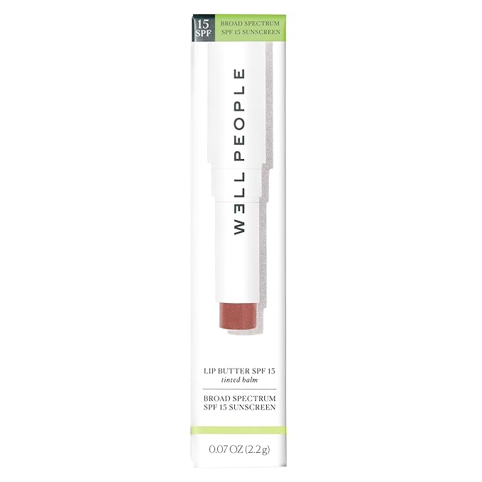 Well People Lip Butter SPF 15 Tinted Balm, Hydrating Lip Balm For Sun Protection & A Hint Of Color, Infused With Zinc, Vegan & Cruelty-free, Peach