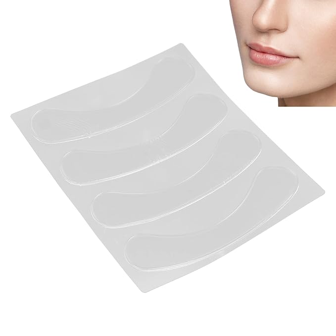 Lip Wrinkle Patches, Reusable Silicone Lip Anti-Wrinkle Pads Transparent for Smoothing Lip Wrinkles (4 Pcs)