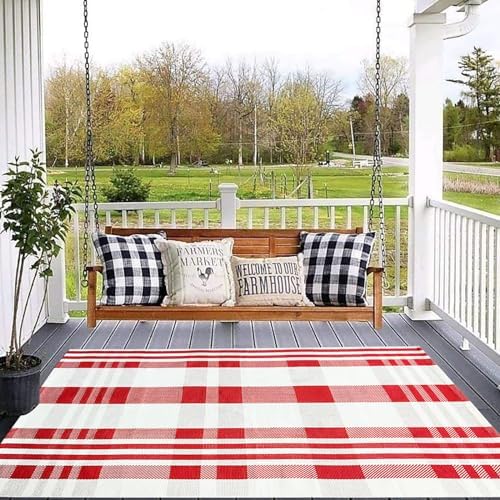 Christmas Plaid Outdoor Rug, Layering Rug - Image 5