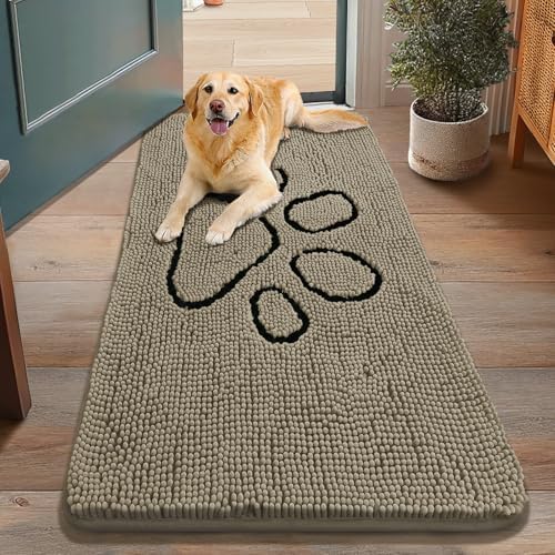 Smiry Dog Door Mat for Muddy Paws, Absorbent Non Slip Dirt Trapper by Smiry