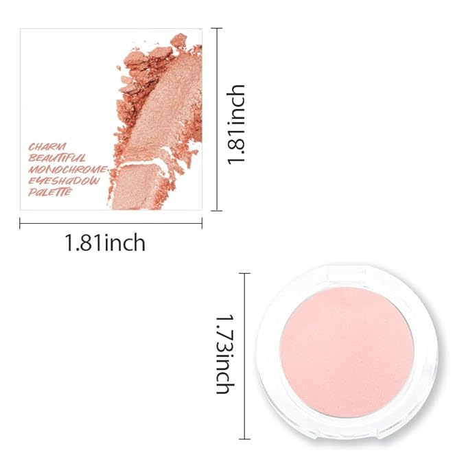 Single Mini Pressed Eyeshadow Makeup Palette, Nude Pink Sparkle Shimmer Glitter Monochrome Cream Eye shadows Palette Brightener Makeup for Older Women, Pigmented Waterproof 01#