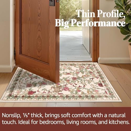 jinchan 3x8 Runner Rug Floral Vintage Washable Area Rug - Image 5