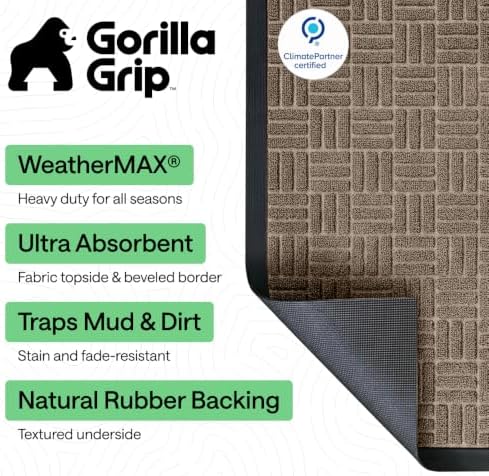 GORILLA GRIP WeatherMAX Door Mat, Indoor Outdoor Use - Image 2