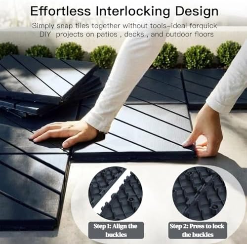 Interlocking Deck Tiles 44 Pack, Plastic Outdoor Deck Tiles - Image 4