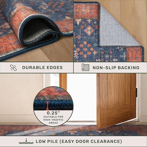 Hazo Haus Washable Navy Blue Living Room Rug, 7x10 Area Rug - Image 5
