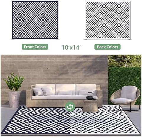 GENIMO Outdoor Rug, Waterproof Plastic Rugs 10'x14' - Image 2