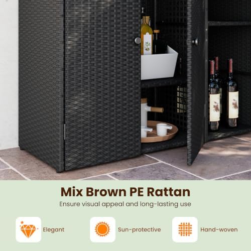 Tangkula Rattan Outdoor Storage Cabinet - Image 3