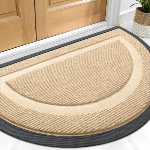 OLANLY Half Circle Front Door Mat Outside 29.5x17 All-Season Rubber Doormat by OLANLY