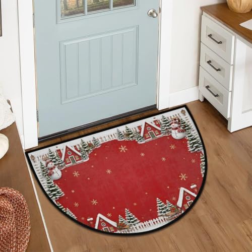 Christmas Half Round Door Mat Outdoor Doormat Bedroom Entrance Rug B14 - Image 2