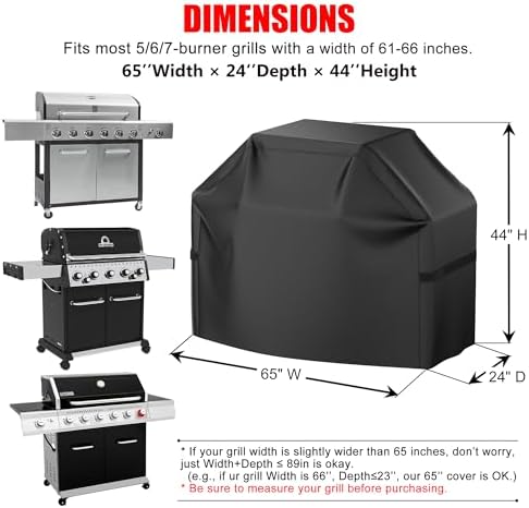 Grill Cover, 65 inch Heavy Duty BBQ Gas Grill Cover - Image 2