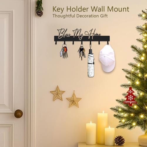 Exquisite Fashion Phrase Key Holder Wall Mount, Bless My Home Key Hooks - Image 4