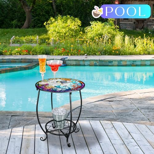 Cinnvoice Outdoor Side Table Small End Patio Porch Table - Image 5
