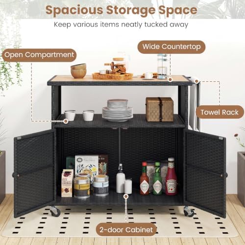 Tangkula Rattan Outdoor Storage Cabinet - Image 6