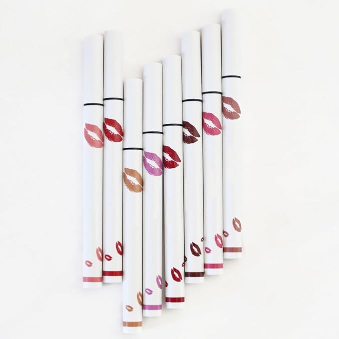 evpct Longwear Liquid Lip Liner Stain Marker Pen Long Lasting Waterproof, Dark Red Matte Semi Permanent 24 Hour Lip Liner and Lipstick Combo, Korean Color Stay Lipliner All Day, Lips Stain peel off