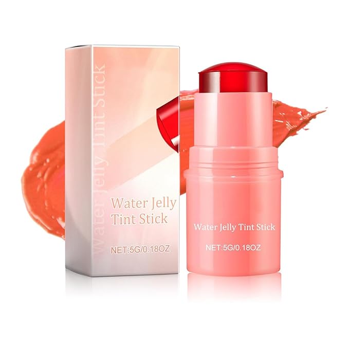 Milk Cooling Water Jelly Tint Blush Stick Face Makeup, Sheer Lip & Cheek Stain, Buildable Watercolor Finish,Vegan, Cruelty Free - 0.18 fl oz (CORAL)