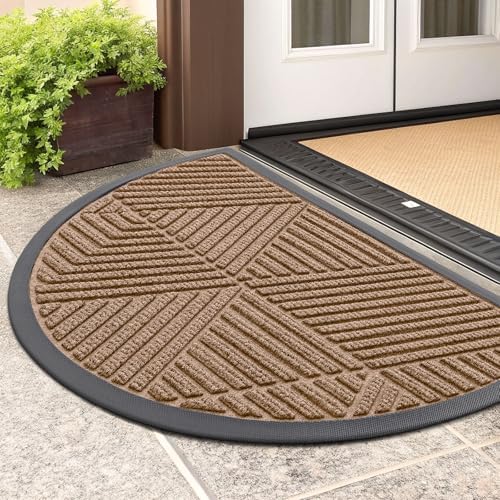 Smiry Half Circle Front Door Mat Outside Entrance, Rubber Doormat by Smiry