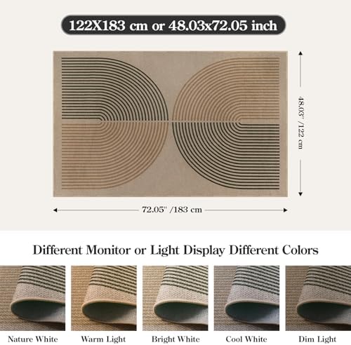 Lahome Modern Rainbow Easy Jute Office Rug, 4x6 Machine Washable Area Rugs - Image 2