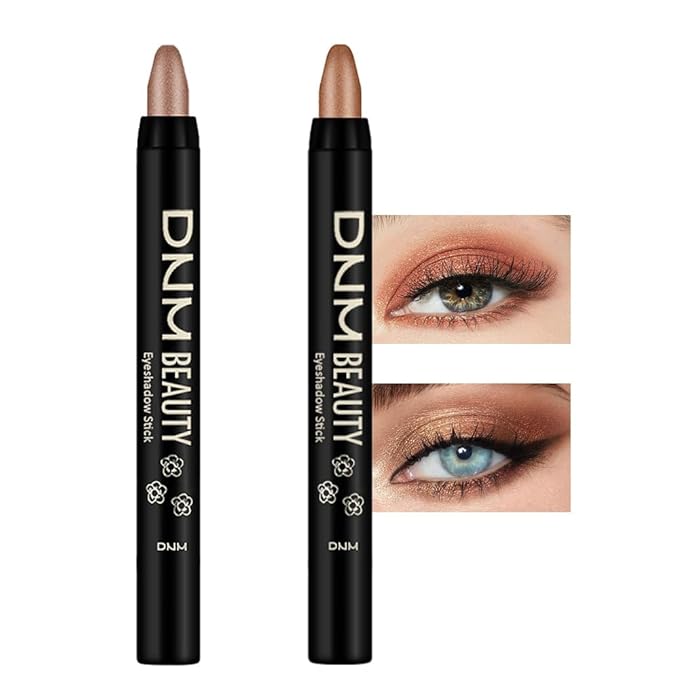 Kaely 2Pcs Cream Eyeshadow Stick Set for Eyes,Rose Gold & Beige Gold Shimmer Pen,Eye Brightener Halloween Makeup,sombras para ojos,Smooth Eye Shadow Highlighter Crayon Pencil Waterproof,05+15