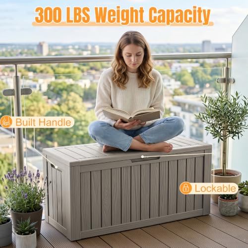 Outdoor Storage Box, 140 Gallon Waterproof Resin Deck Box - Image 6