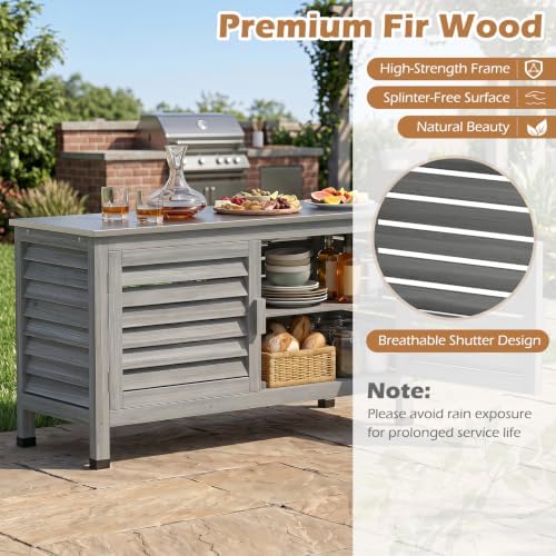 Tangkula Wood Outdoor Storage Cabinet - Image 5