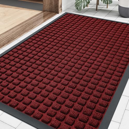Smiry Front Door Mat Outside Entrance, Natural Rubber Doormat, 35x23 Inch by Smiry