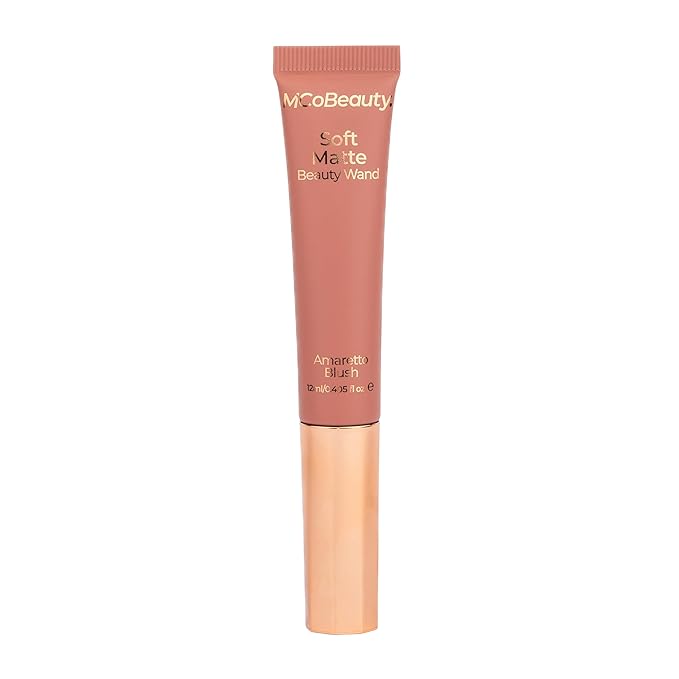MCoBeauty Soft Matte Beauty Wand, Amaretto Blush, Velvety Finish of Buildable Color, Vegan, Cruelty Free Cosmetics