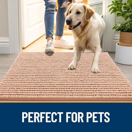 OLANLY Dog Door Mat for Muddy Paws 36x24, Extra Absorbent Chenille Mud Mat - Image 6