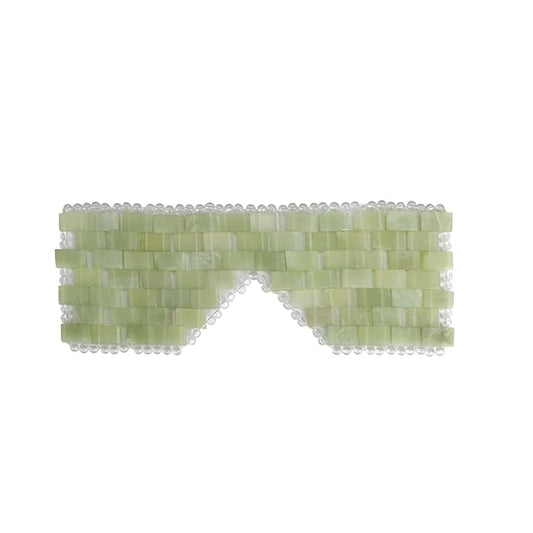Jade Eye Mask 100% Natural Real Jade Stone Reusable Eye Mask for Hot & Cold Anti Aging，Headache and Migraine Relief Jade Mask for Women Men (Light green jade)