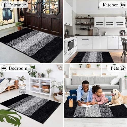 Vaukki Indoor Doormat Entryway Black Door Mat 36x59 inch - Image 3