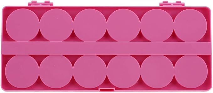 Nail Art Palette, 24 Grid Plastic Nail Art Paint Color Mixing Palette Plate Watercolor Pigment Color Mixing Case Manicure Drawing Tray(Rose Red)