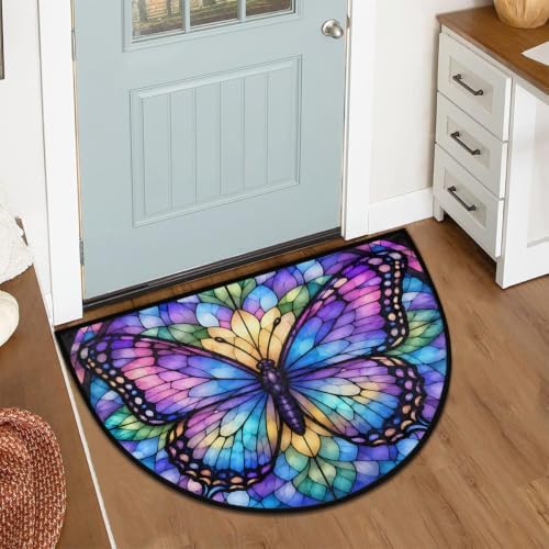 Butterfly Half Round Door Mat Outdoor Doormat Bedroom Entrance Rug A22 - Image 2