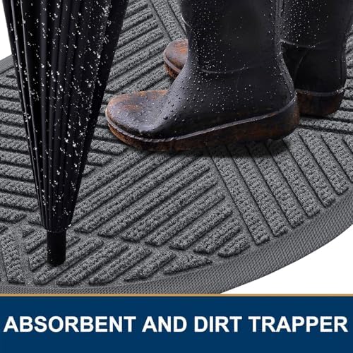 Smiry Half Circle Front Door Mat Outside Entrance, Rubber Doormat - Image 3