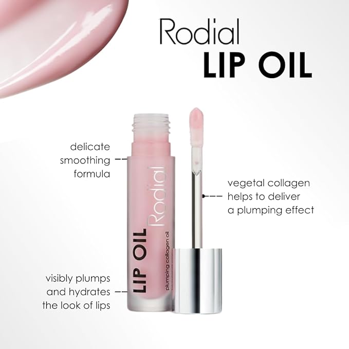 Rodial Plumping Collagen Lip Oil 0.13fl.oz, Vegan Collagen-Infused Lip Oil with Macadamia and Jojoba Oil, Deep Hydration for Fuller-Looking Pout, Ultra-Nourishing Formula for Supple and Silky Lips