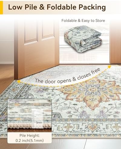 RELEANY Washable Area Rug, Square 6'x6' - Image 4