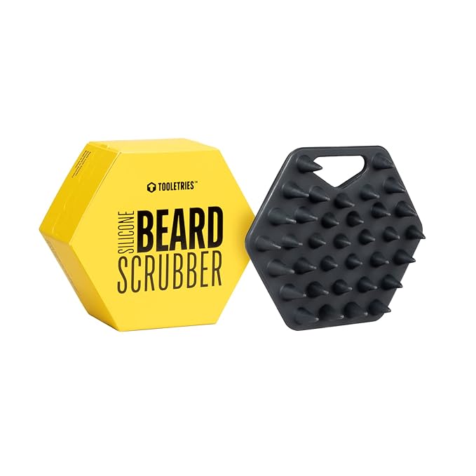 TOOLETRIES Beard Scrubber - Silicone Beard Brush & Exfoliator for Men, Deep Cleans & Unclogs Pores, Ergonomic Handle Design, Removes Beardruff - Charcoal