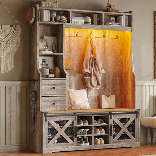 AMERLIFE 75" 7-in-1 Farmhouse Hall Tree by AMERLIFE