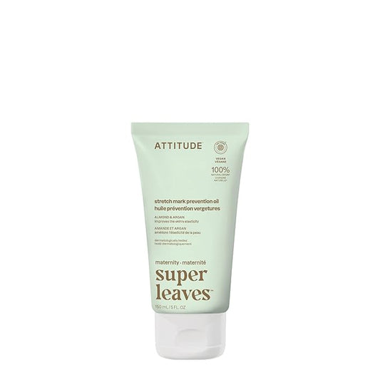 ATTITUDE Pregnancy Stretch Mark Prevention Oil, EWG Verified, Dermatologically Tested, Plant and Mineral-Based, Vegan Maternity Products, Argan Oil, 5 Fl Oz